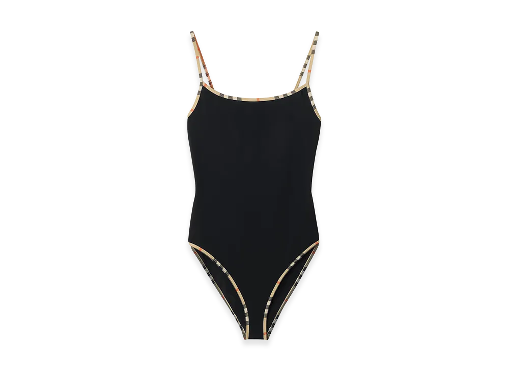 Burberry Women's Swimsuit With Checked Finishes "Black"