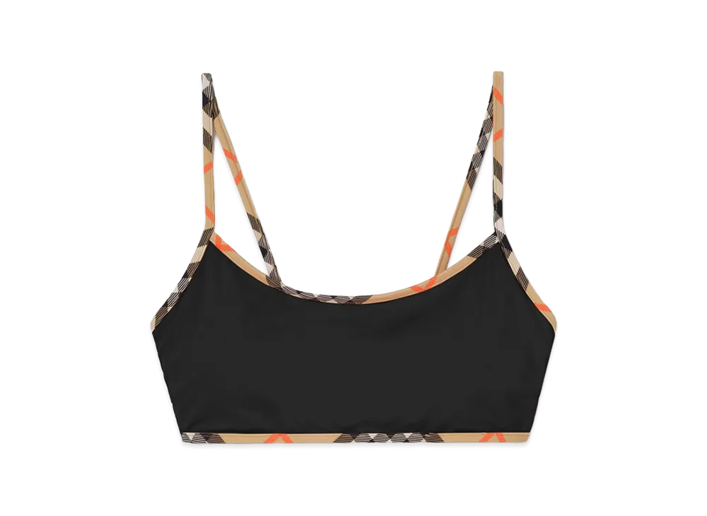 Burberry Women's Check Trim Bikini Top "Black"