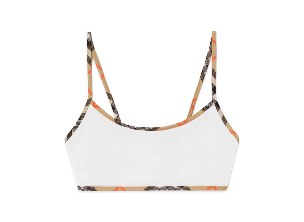 Burberry Women's Check Trim Bikini Top "White"