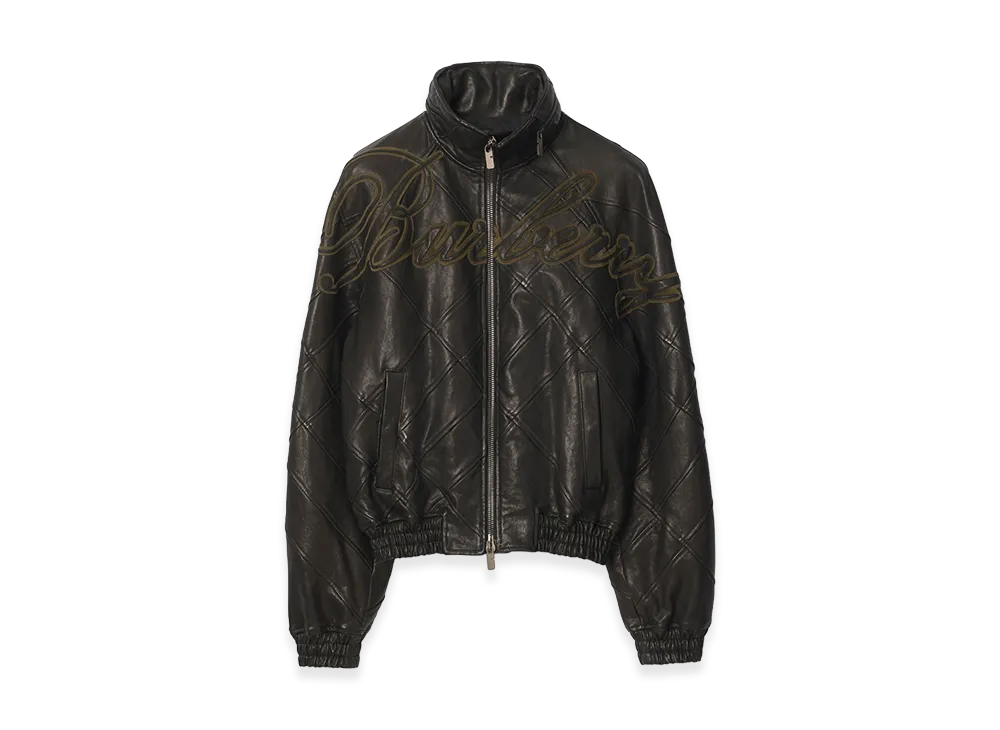 Burberry Cursive Logo Leather Jacket "Black"