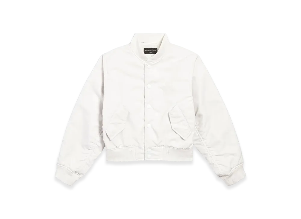 BALENCIAGA Loop Sports Icon Shrunk Varsity Jacket "White"