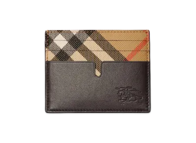 Burberry Tall Pop Check Card Case "Sand Beige"