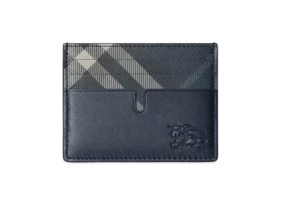 Burberry Tall Pop Check Card Case "Midnight Blue"