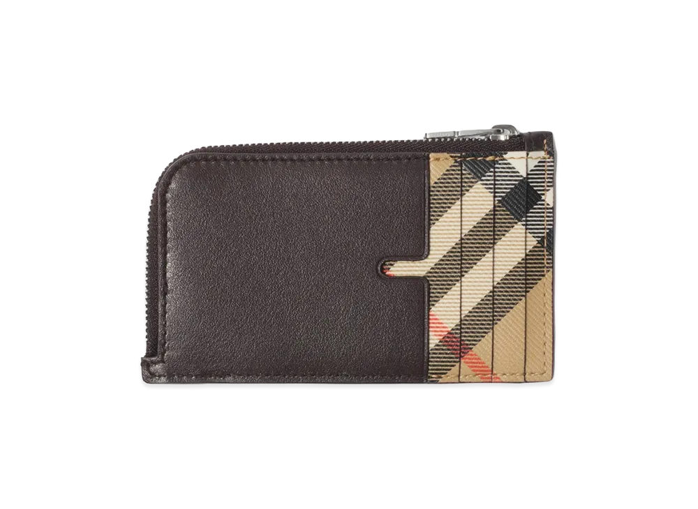 Burberry Pop Check Zip Card Case "Sand Beige"