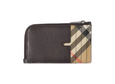 Burberry Pop Check Zip Card Case "Sand Beige"