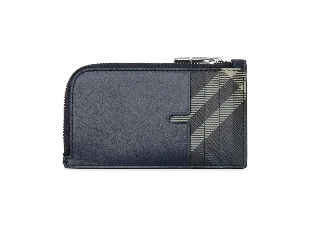 Burberry Pop Check Zip Card Case "Midnight Blue"