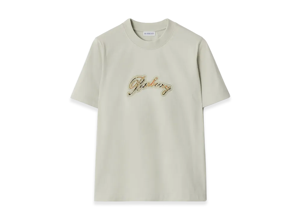 Burberry Women's Check Cursive Logo Cotton Tee "Seafoam Green"