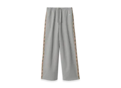 Burberry Women's Check Trim Cotton Track Pants "Pale Grey Melange"