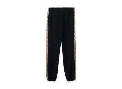 Burberry Check Trim Cotton Jogging Pants "Navy"