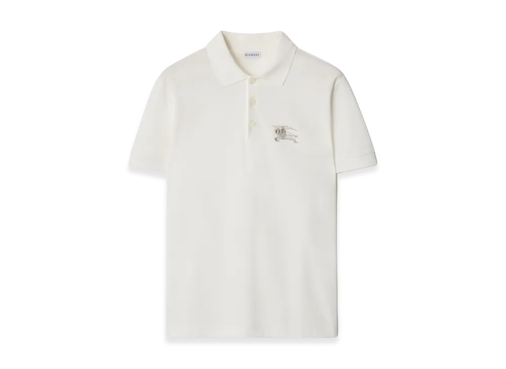 Burberry Metallic EKD Cotton Polo Shirt "Chalk White"