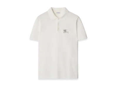 Burberry Metallic EKD Cotton Polo Shirt "Chalk White"