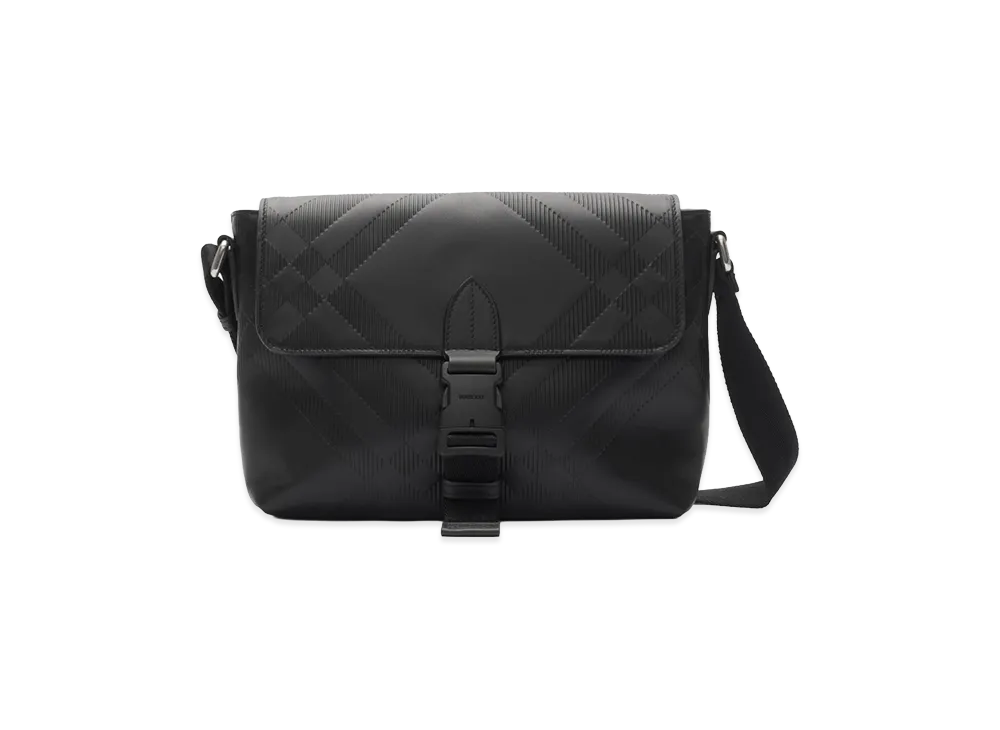 Burberry Small Embossed Check Buckle Messenger Bag "Black"