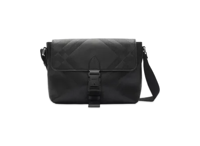 Burberry Small Embossed Check Buckle Messenger Bag "Black"