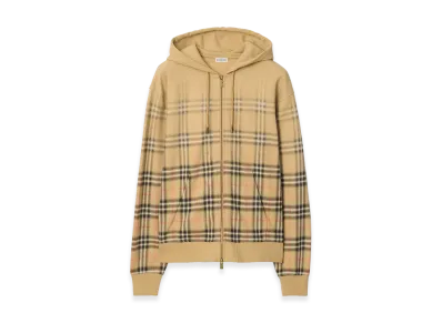 Burberry Gradient Check Cotton Zip Hoodie "Sand Beige"