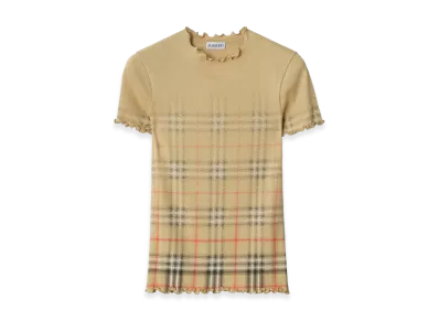 Burberry Women's Blend Check Cotton T-Shirt "Beige"