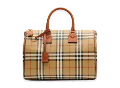 Burberry Women's Medium Check Bowling Bag "Archive Beige/Briar Brown"