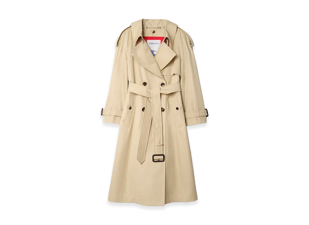Burberry Women's Long Gabardine Fitzrovia Trench Coat with Warmer "Limestone Beige"
