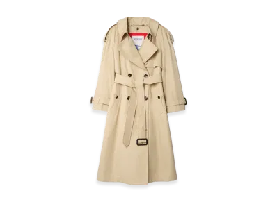 Burberry Women's Long Gabardine Fitzrovia Trench Coat with Warmer "Limestone Beige"