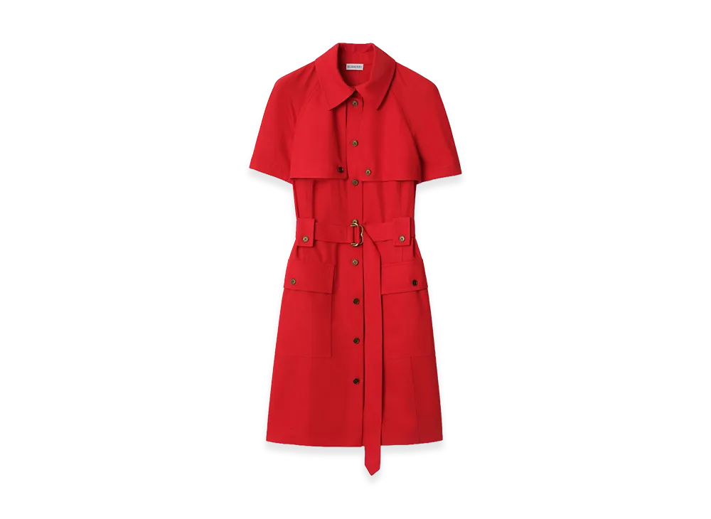 Burberry Women's Wool Trench Dress "Crayon Red"