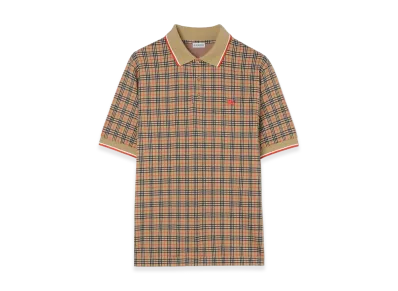 Burberry Check Cotton Blend Polo Shirt "Sand Beige"