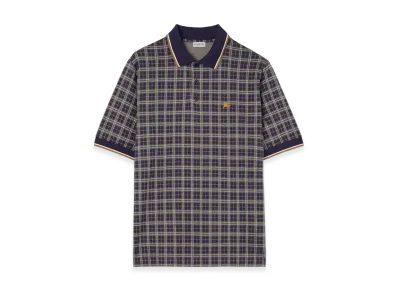 Burberry Check Cotton Blend Polo Shirt "Pilot Blue"