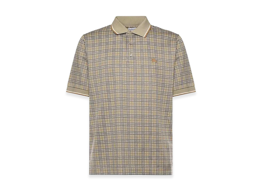 Burberry Check Cotton Blend Polo Shirt "Green"