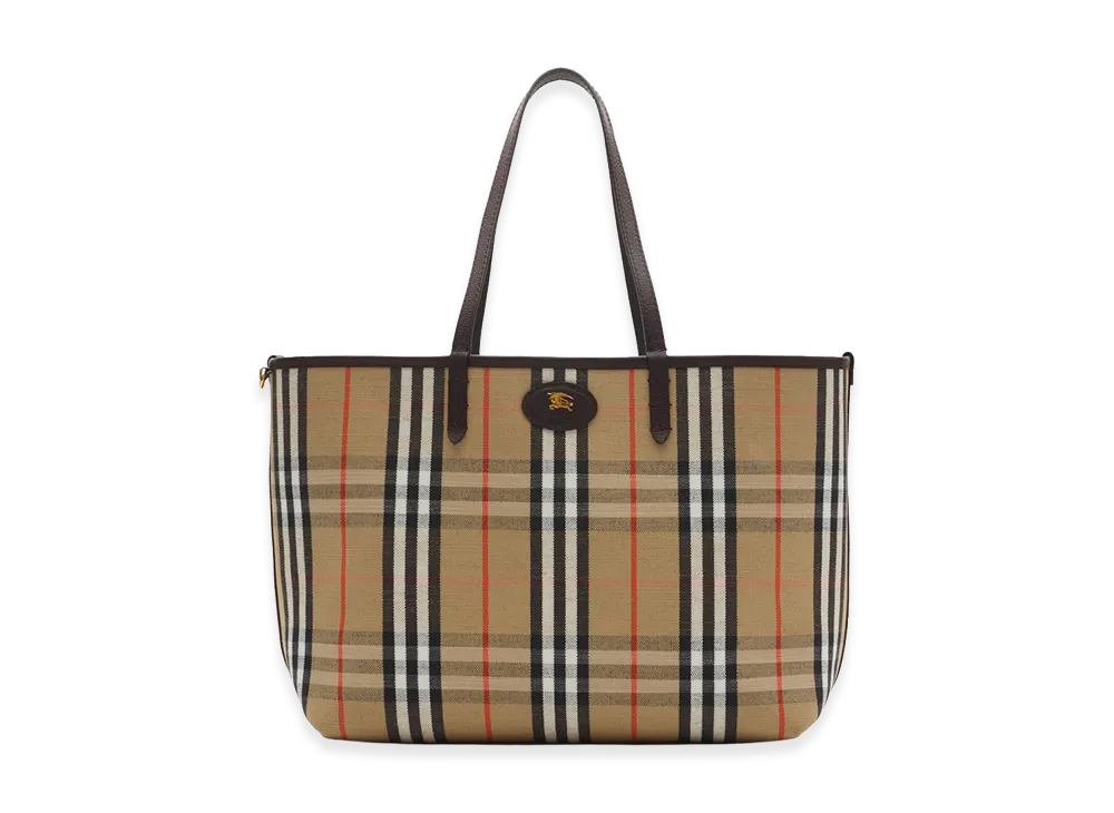 Burberry Women's Medium Reversible Bloomsbury Tote "Peat Brown/Sand Beige"