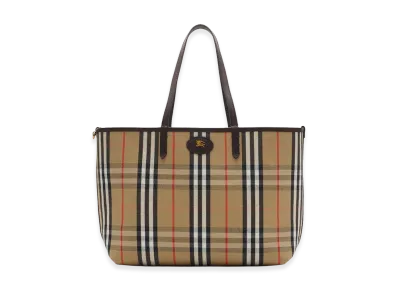 Burberry Women's Medium Reversible Bloomsbury Tote "Peat Brown/Sand Beige"