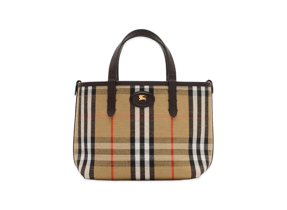 Burberry Women's Mini Reversible Bloomsbury Tote "Peat Brown/Sand Beige"