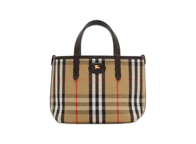 Burberry Women's Mini Reversible Bloomsbury Tote "Peat Brown/Sand Beige"