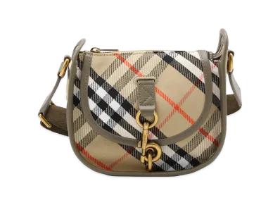 Burberry Women's Embroidered Canvas Mini Messenger B Clip Crossbody Bag "Beige"