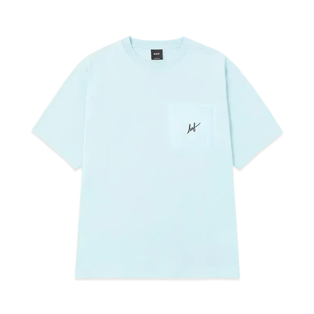 HUF Script Pocket Tee "Pool Blue"
