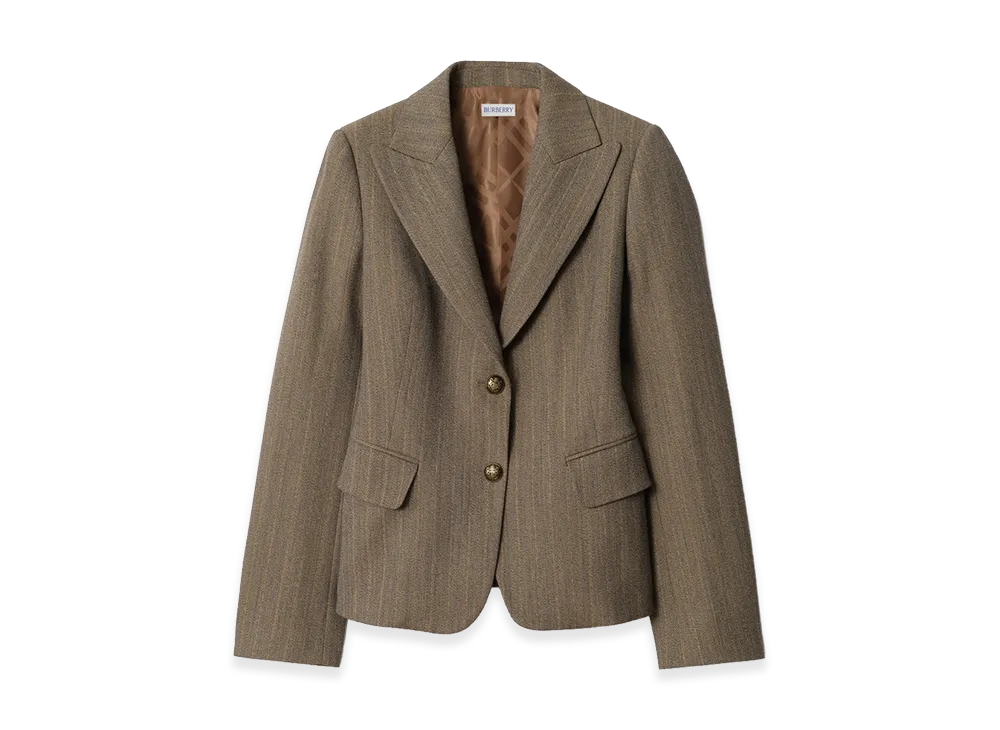 Burberry Women's Mouline Wool Tailored Jacket "Coffee Brown Melange"
