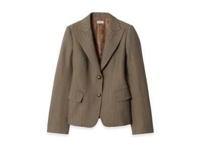 Burberry Women's Mouline Wool Tailored Jacket "Coffee Brown Melange"