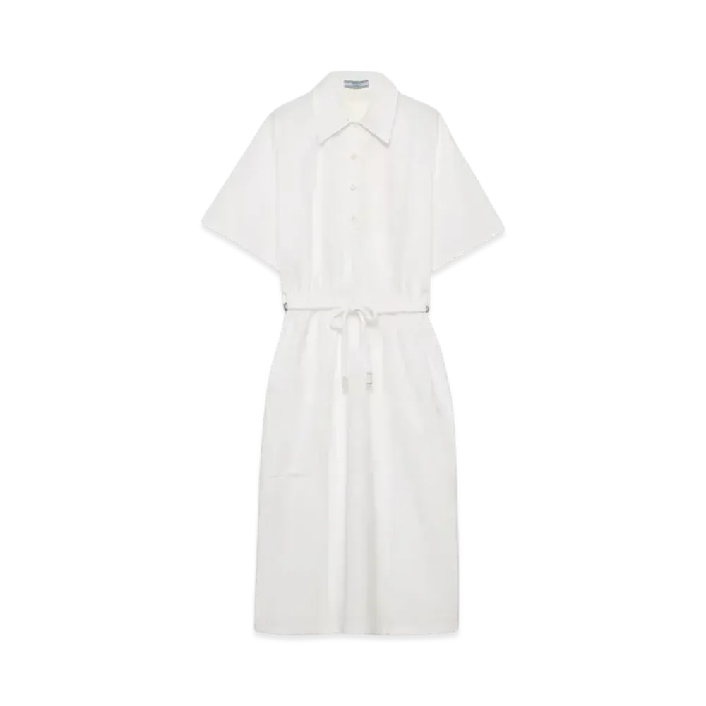 PRADA Women's Poplin and Satin Dress "White"
