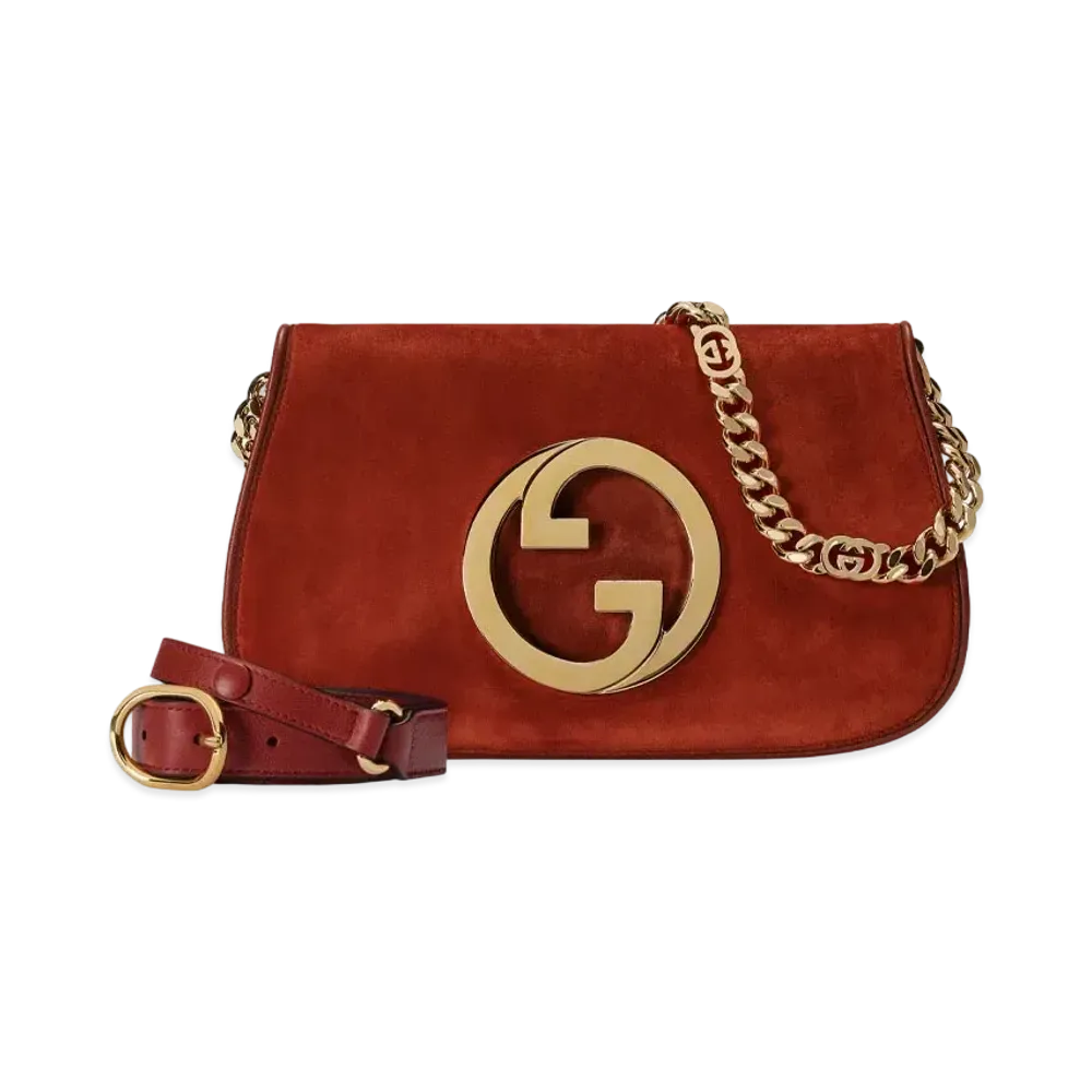 GUCCI Gucci Blondy Shoulder Bag Suede "Ruby Red"