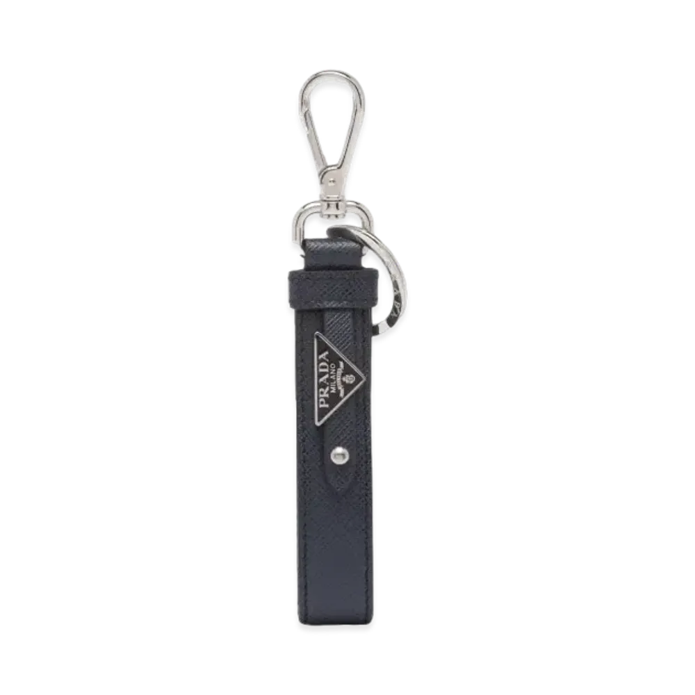 PRADA Saffiano Leather Key Ring "Baltic Blue"