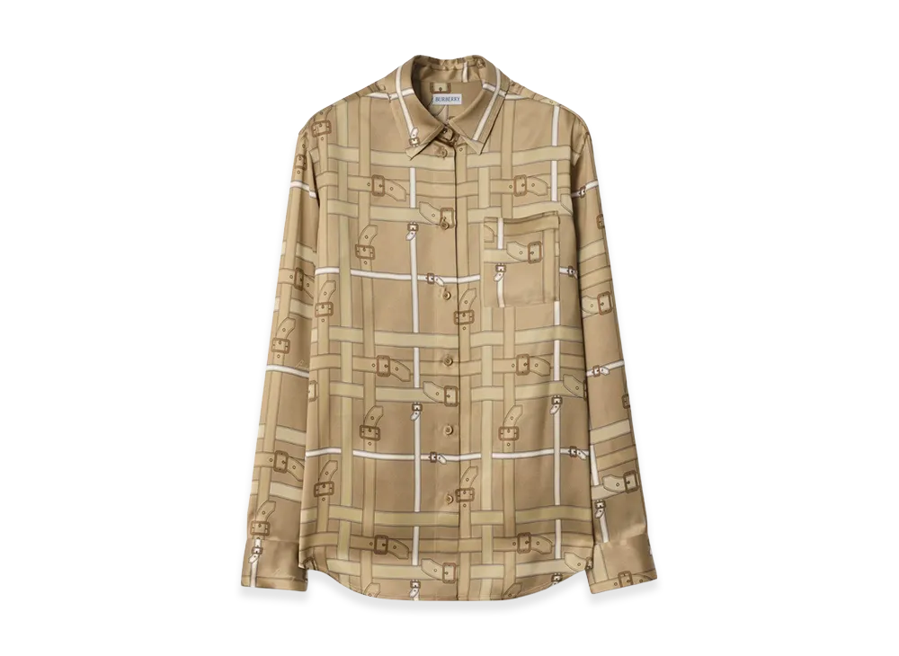 Burberry Women's Regular Fit Belt Check Viscose Shirt "Sand Beige"