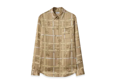 Burberry Women's Regular Fit Belt Check Viscose Shirt "Sand Beige"