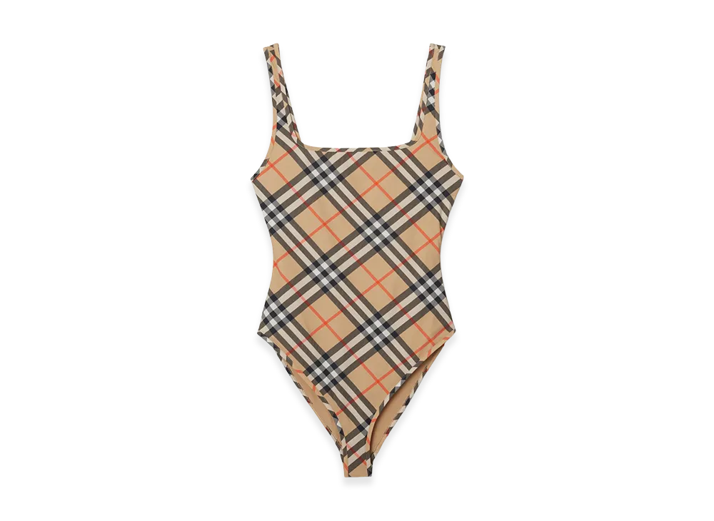 Burberry Women's Check Swimsuit "Sand Beige"