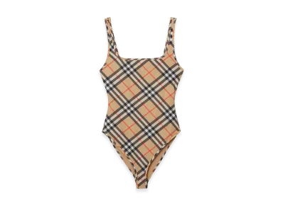 Burberry Women's Check Swimsuit "Sand Beige"