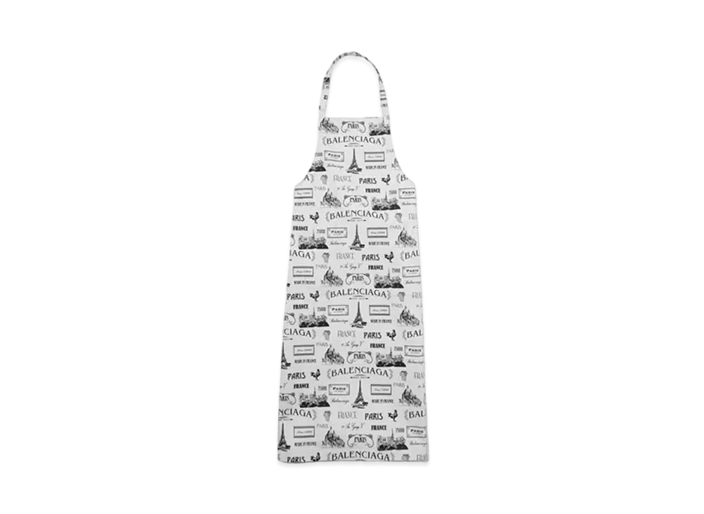 BALENCIAGA Paris Resto Apron in Cotton Gabardine "Gray/Black"