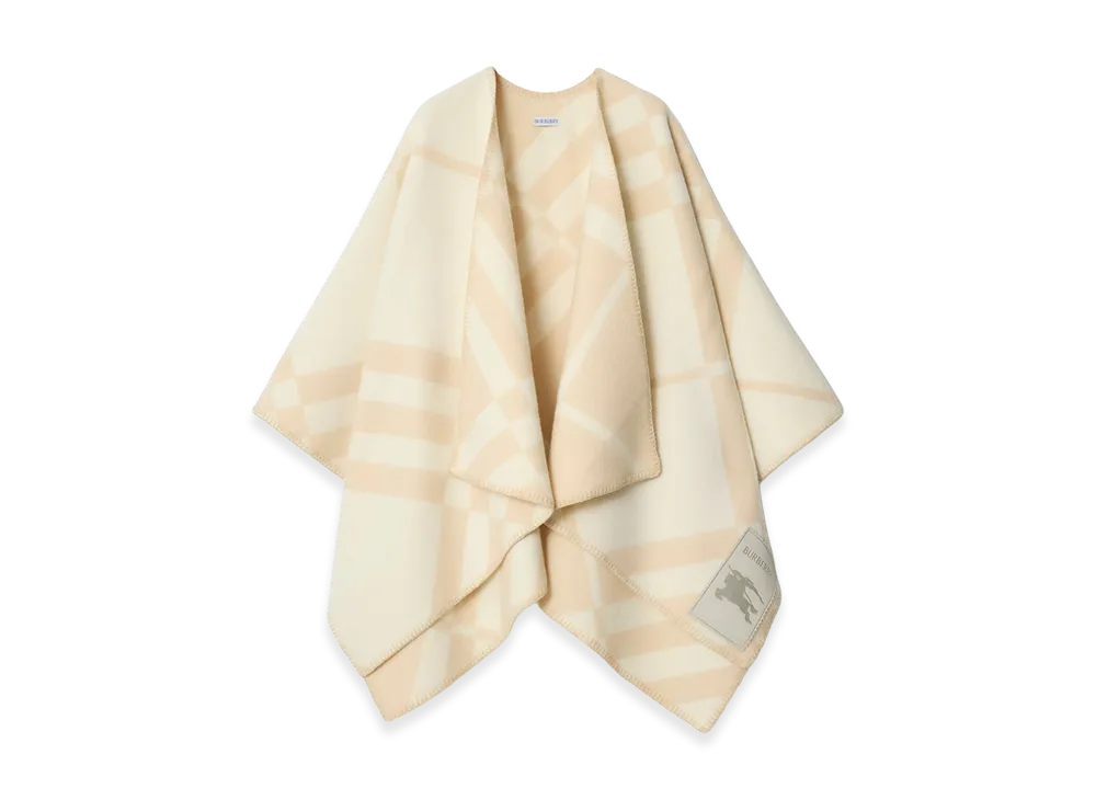 Burberry Women's Check Wool Cashmere Cape "Calico Beige"