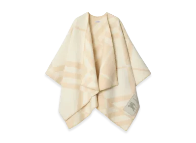 Burberry Women's Check Wool Cashmere Cape "Calico Beige"