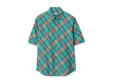 Burberry Short-Sleeved Cotton Shirt "Light Blue"