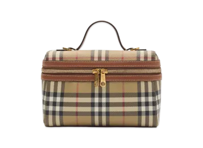 Burberry Women's Check Vanity Bag "Archive Beige/Briar Brown"