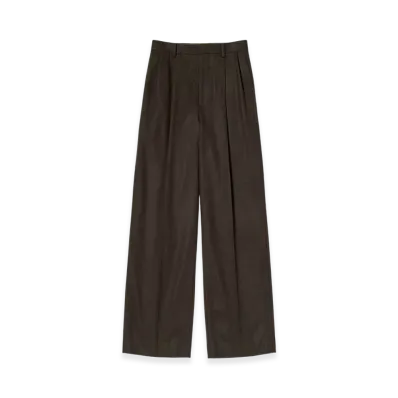 AURALEE Baby Camel Flannel Two Tuck Slacks "Dark Brown"