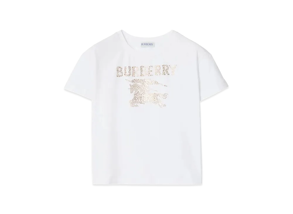 Burberry Kids Crystal Ekd Cotton T-Shirt "White"