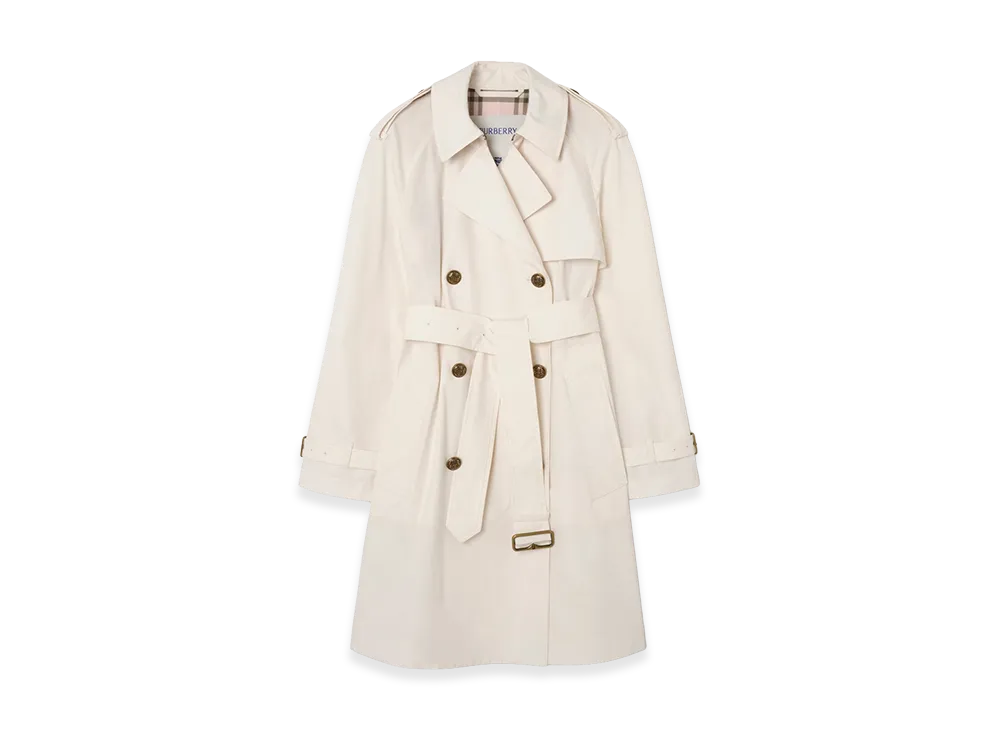 Burberry Women's Mid-length Lightweight Cotton Belgravia Trench Coat "Seashell White"