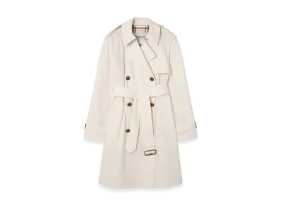 Burberry Women's Mid-length Lightweight Cotton Belgravia Trench Coat "Seashell White"